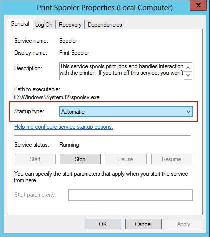 Set Print Spooler Service to the Automatic